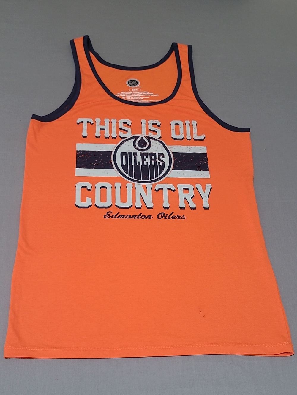 NHL Orange Edmonton Oilers Tank with Navy Trim